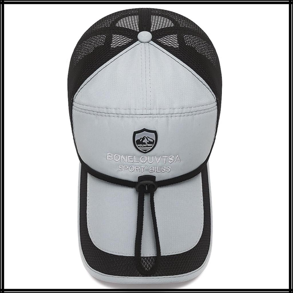 Windproof Cap with Extended Mesh CZA016 [White Fang] Brim, Outdoor, Design, Simple, Casual, Men's, (Gray)