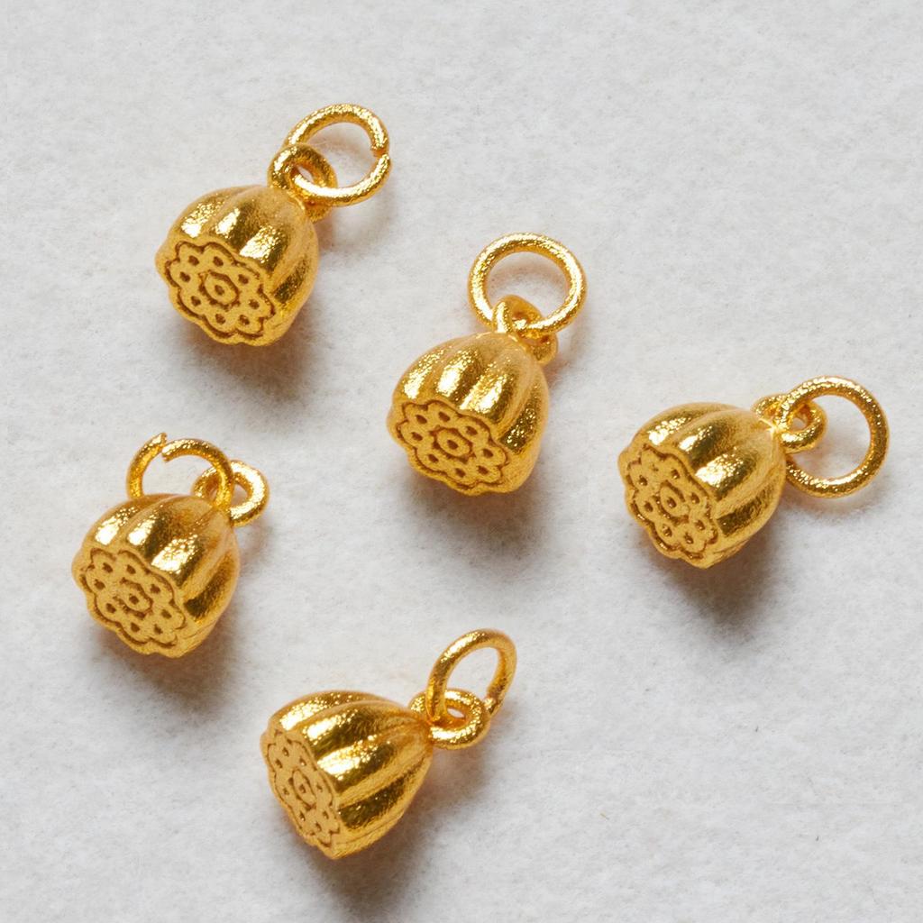 Copper-Gold Plated Lotus Seed Pod Pendant Charm - DIY Fu Button & Handmade Mobile Chain Necklace