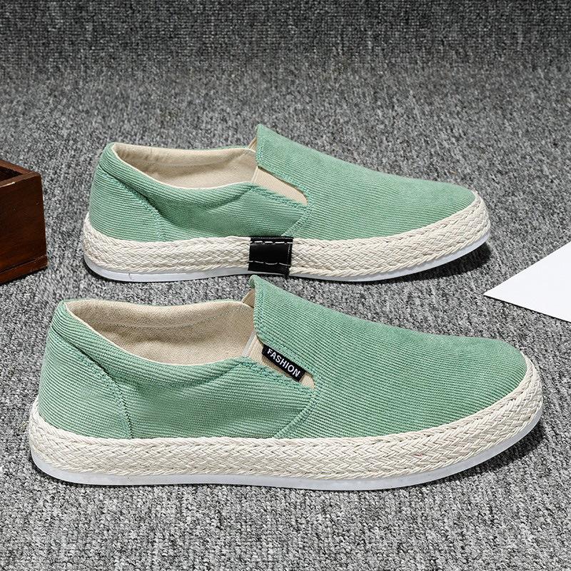 Old Beijing cloth shoes men's spring breathable casual one-pedal little white board shoes 2024 new men's canvas trendy shoes