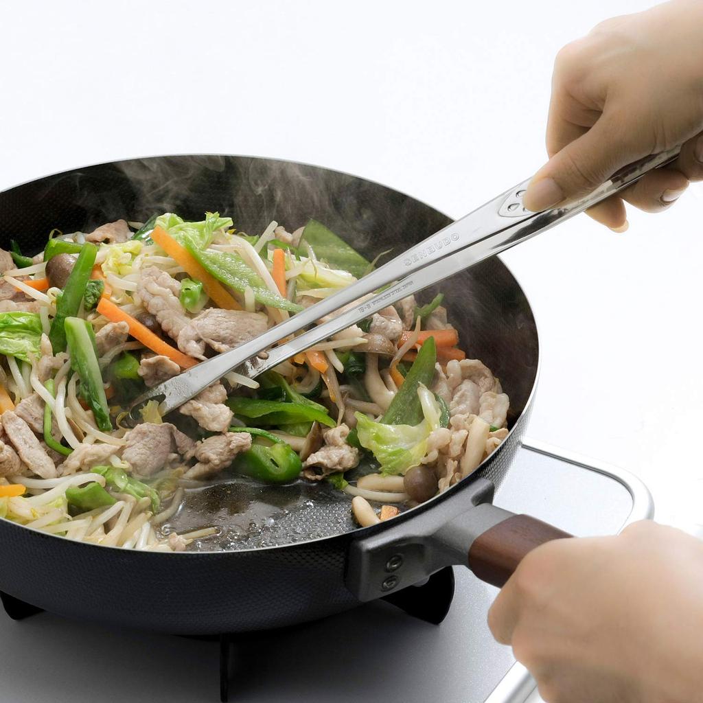 Shimomura Planning Chopsticks Tongs in Stainless Steel Seamless Slim Outdoor 30cm 32084 Tsubame Sanjo [Made Japan]