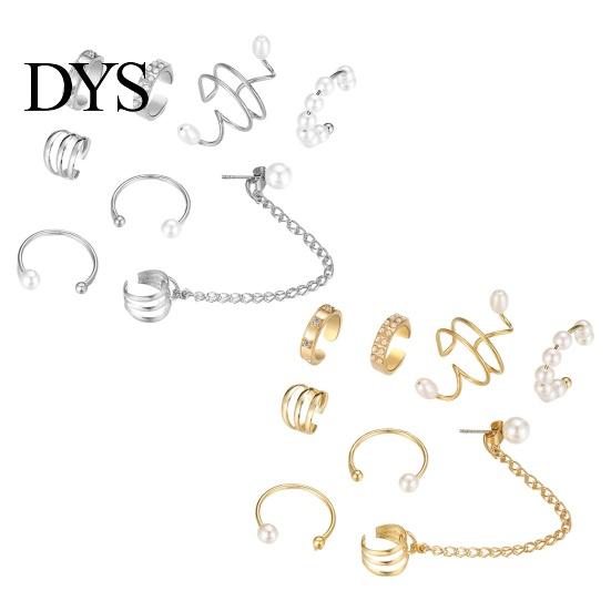 Commute Cartilage Earrings 1 Set Ear Clips Faux Pearl Rhinestone Different Shape Non-piercing C-shaped Decoration Jewelry Prom Party Cuffs