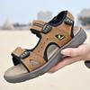 Summer New Men's Beach Sandals Breathable Leather Large Size Shoes Men's Soft Sole Soft Leather Wear-resistant Non-slip Youth Sandals