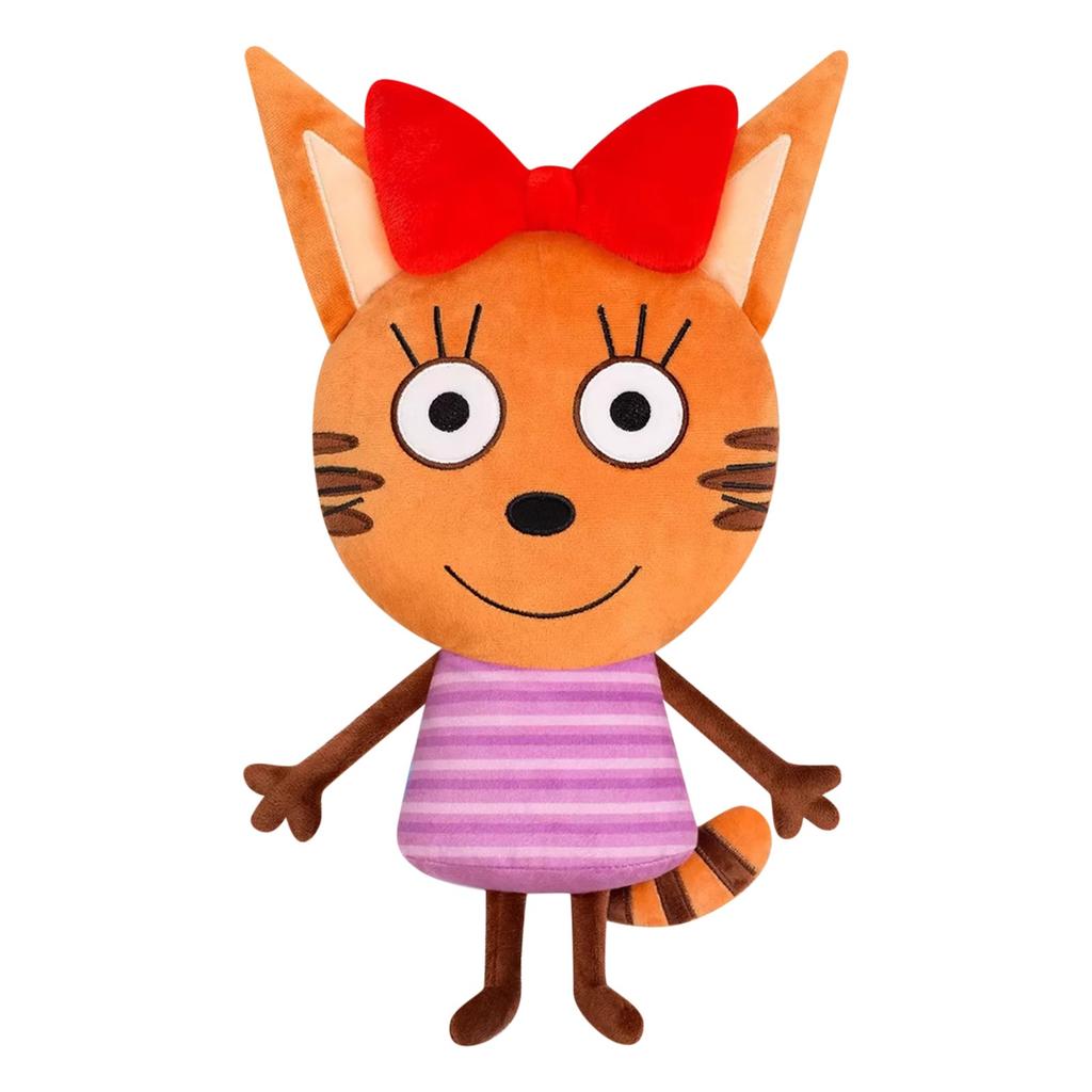 Soft Plush Toy Stuffed Animal Cartoon Cat Doll with Bow and Striped Dress for Kids and Collectors Suitable for Play and Display