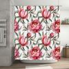 Floral Shower Curtain Pink Peony Design Polyester Fabric waterproof bathroom decor customized size available