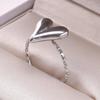 Metal Heart Rings for Women Men Trendy Stainless Steel Open Rings Adjustable Size Rings Korean Elegant Party Jewelry