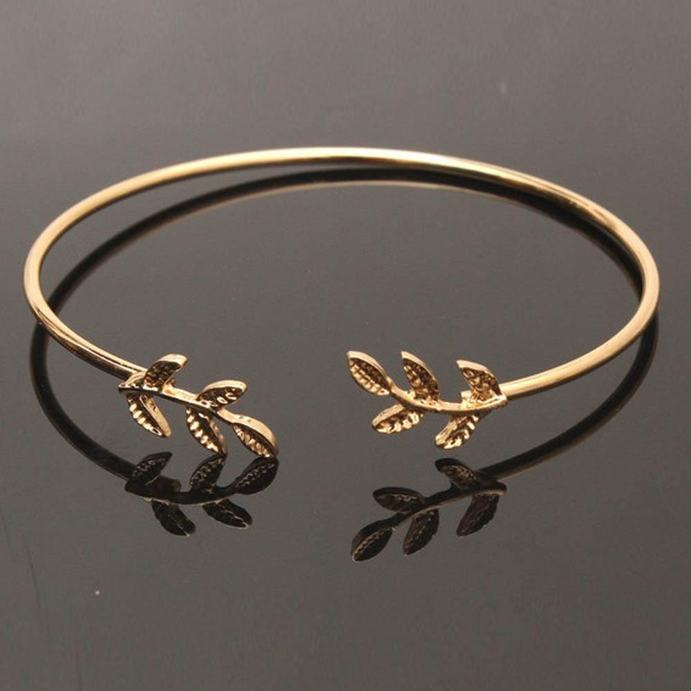 Women Stylish Leaves Cuff Women Bracelet Delicate Leaf Open Bangle Bracelet