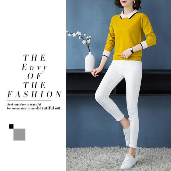 Toamnă Iarnă Pulover Dimensiune Mari Femei Manecă Lungă Guler Papușă Pulover Pulover Imbracaminte tricotată