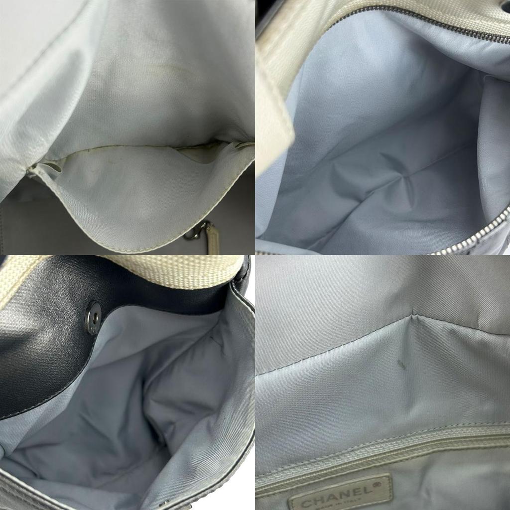 Gebrauchte CHANEL Tragetasche Paris Biarritz GM Beschichtete Leinwand Silber Silber Mit Pochette
