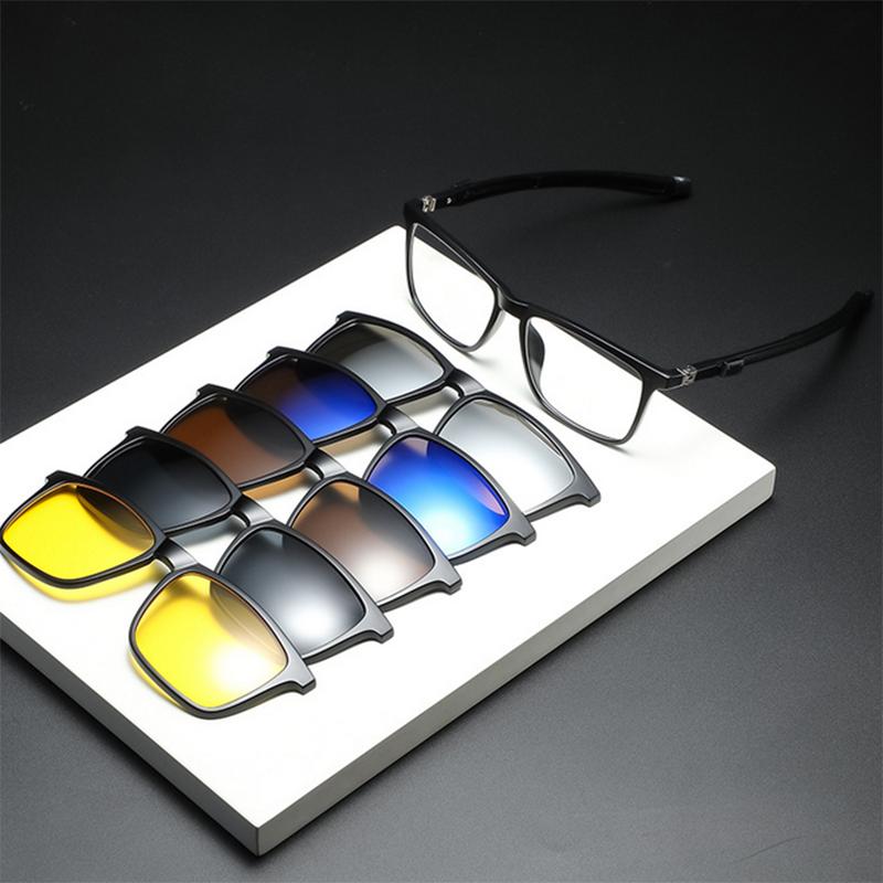 

2508 Magnetic Prescription Cycling Glasses With 5 Sunglasses Clipe Anti-Slip And Adjustable Legs Tr Frame -0.5 -1.0 -2 To -6 Reading plus2.0