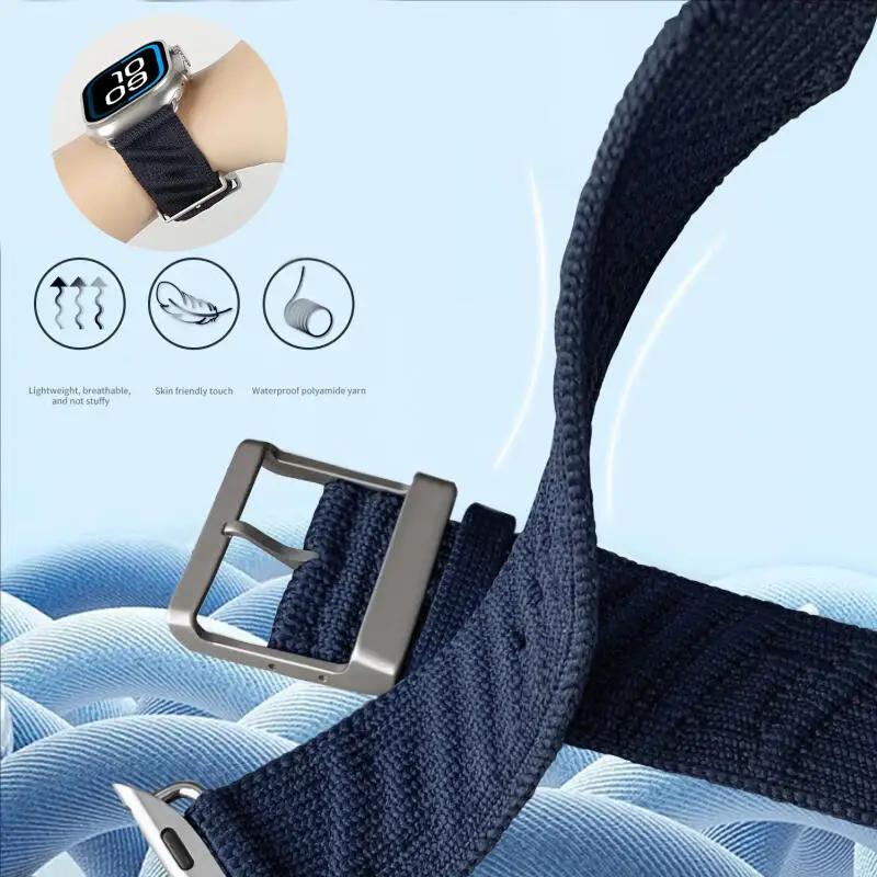 Nylon Ocean Strap For Apple Watch Ultra 3/2 49mm 11 10 46mm 42mm En Mer Band Bleu Nuit iWatch 9 8 7 6 5 4 SE 45mm 41mm 44mm Band