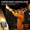 300 LED Solar Courtyard Curtain Lights Outdoor Waterproof Fairy String Lights With 8 Modes for Garden Window Bedroom Wedding