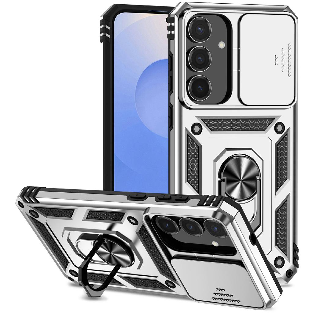 For Samsung Galaxy S25 FE Case PC + TPU Phone Cover with Lens Protection Kickstand
