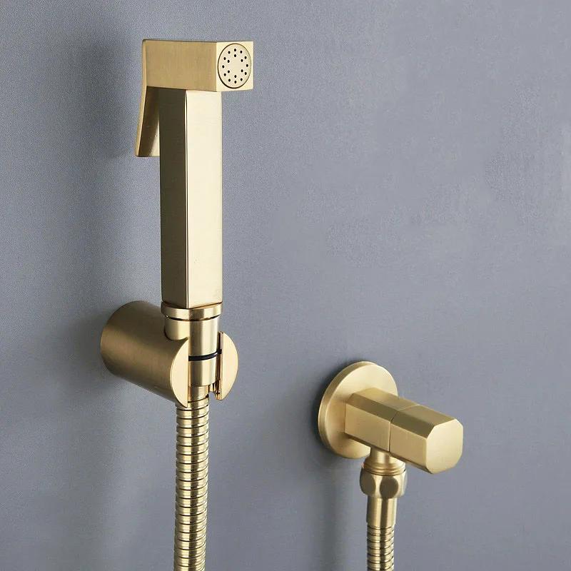 Matt Black & Chrome Plated Brass Square Bidet Sprayer Bathroom Bidet Faucet