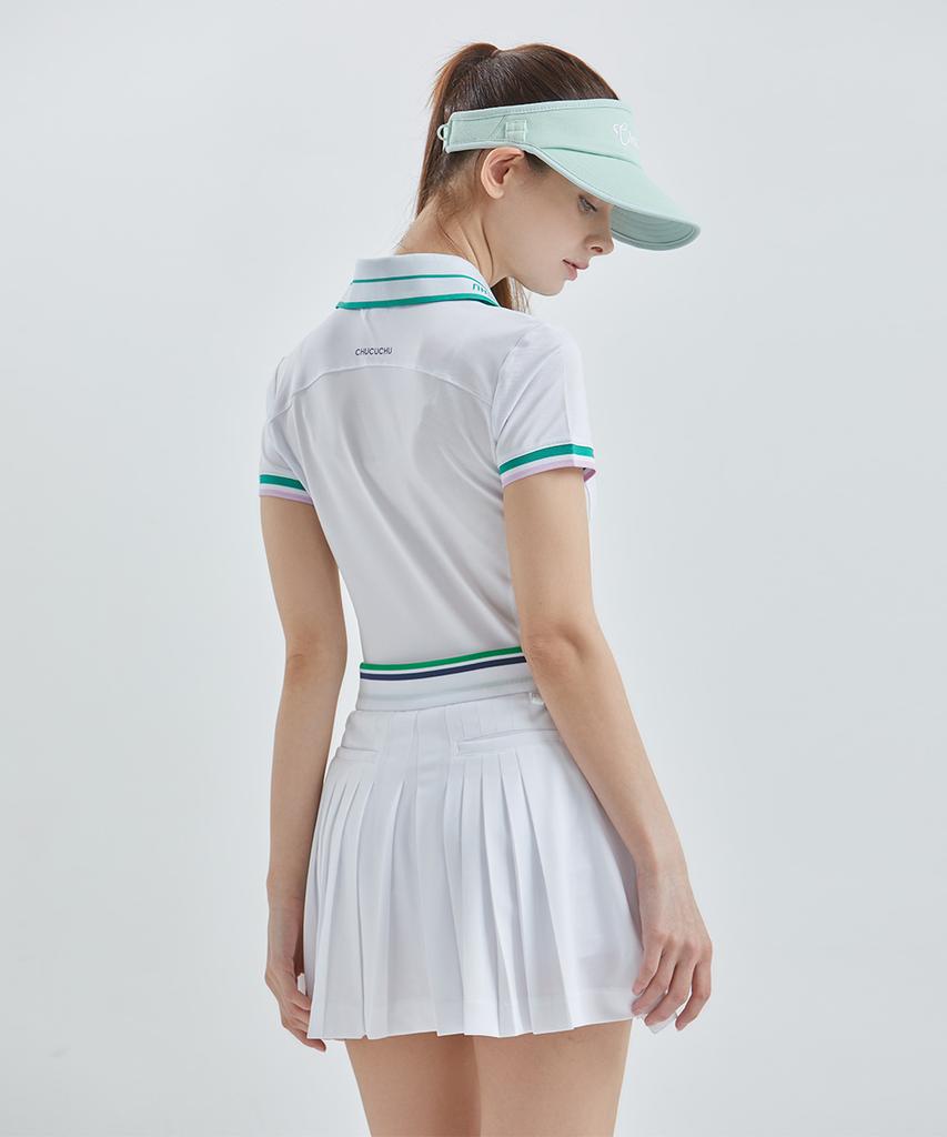 CHUCUCHU Cooling Wing Collar Short Sleeve Top (White) Cbfss-Ts005W