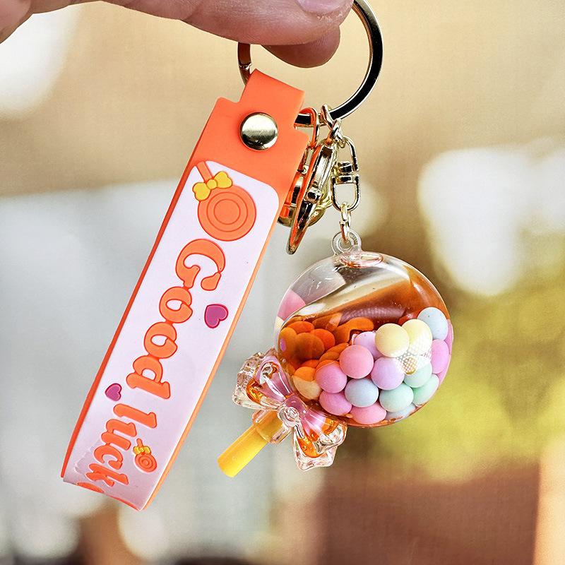 Liquid Quicksand Bottle, Lollipop, Cute Colored Beans, Keychain, Women'S Exquisite Schoolbag Pendant, Children'S Women'S Pendant, Small Gift.