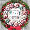 Pink Christmas Wooden Sign - Merry Christmas Round Sign for Front Door, Wall Hanging Decor - Ideal Christmas Ornament