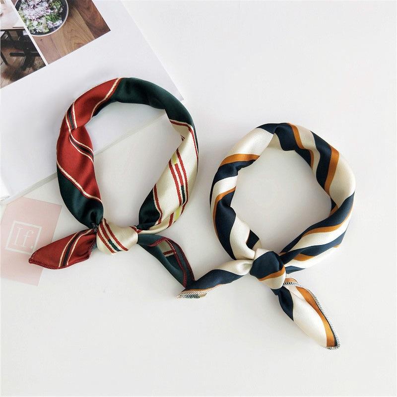 Luxury Square Scarf For Women Silk Feeling Shawl Satin Hijab Fashion Wraps Hair Bands Ribbon Headband Bag Accessories Headscarf