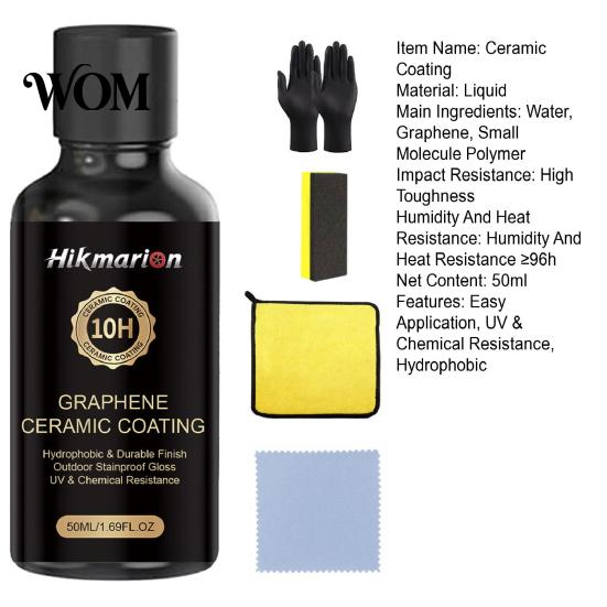 Graphene Ceramic Coating Car Coating, Nano Paint Sealant Kit, 10H Acid Rain Resistant Hardness Hydrophobic Polish for Auto, DIY Shine And Protection