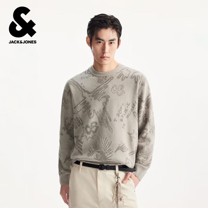 

JACK&JONES Men s Woven Pattern Round Neck Knit Sweater 3XL