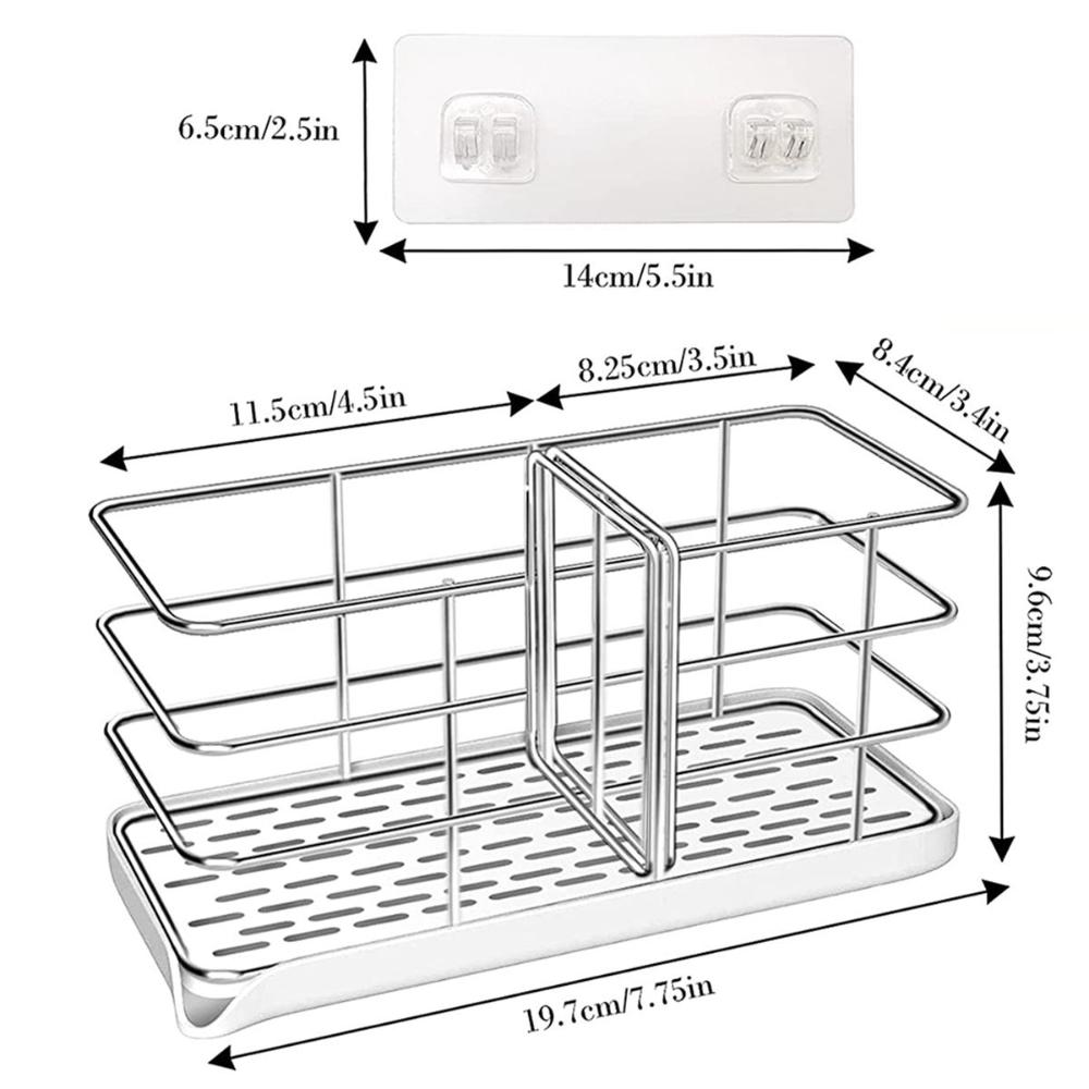 Freestanding Storage Shelf Stainless Steel Drain Rack Brush Holder Sink Organizer Sponge Tray
