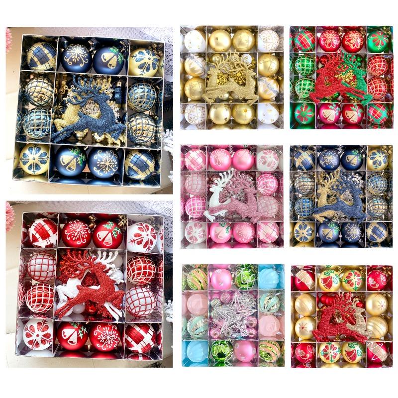 45Pcs Christmas Ball Set Luxury Xmas Balls With Snowflakes And Reindeer Christmas Tree Ornaments For Xmas Party Home Decoration