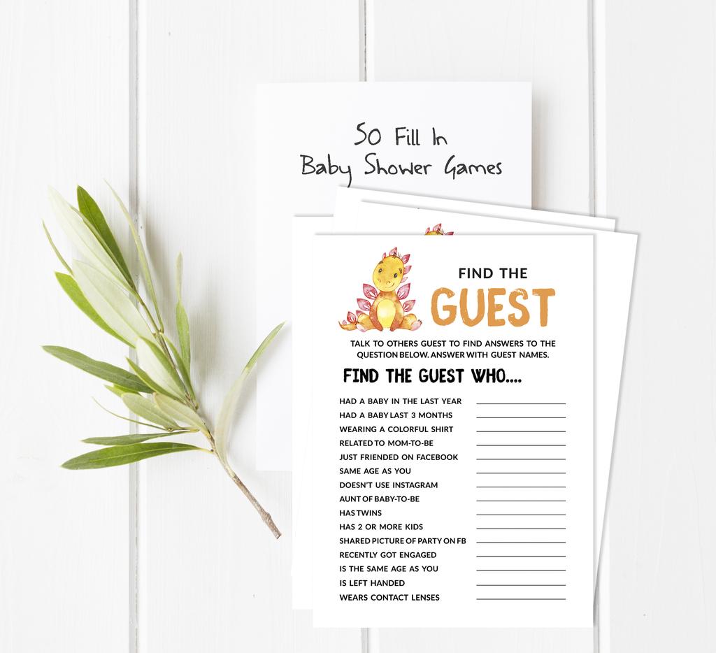 Inkdotpot Baby Shower Game Set Of 50 BabyA AlphabetA ABCA Game Dinosaur Jungle Animals Party