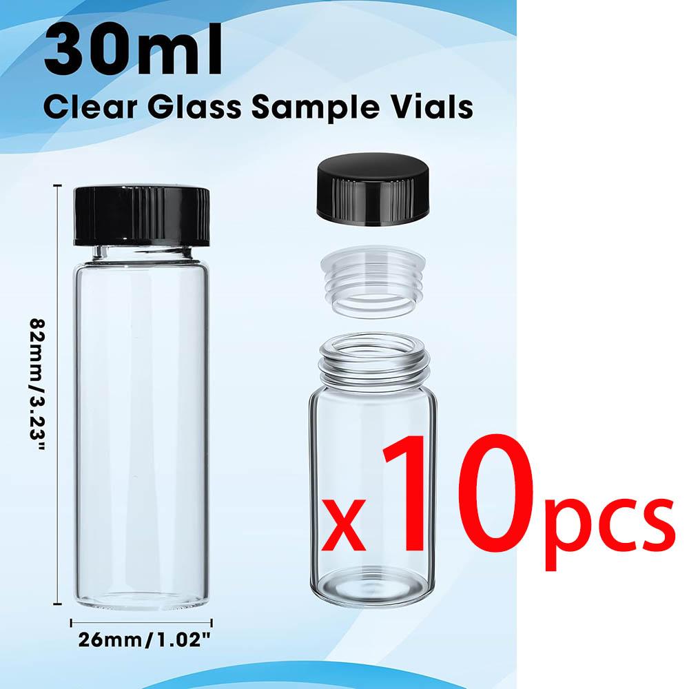 20ml/30ml Clear Small Glass Vials with Screw Caps, Small Vials for Essential Oil, Leak-Proof Sample Vials with Lids(10pcs)