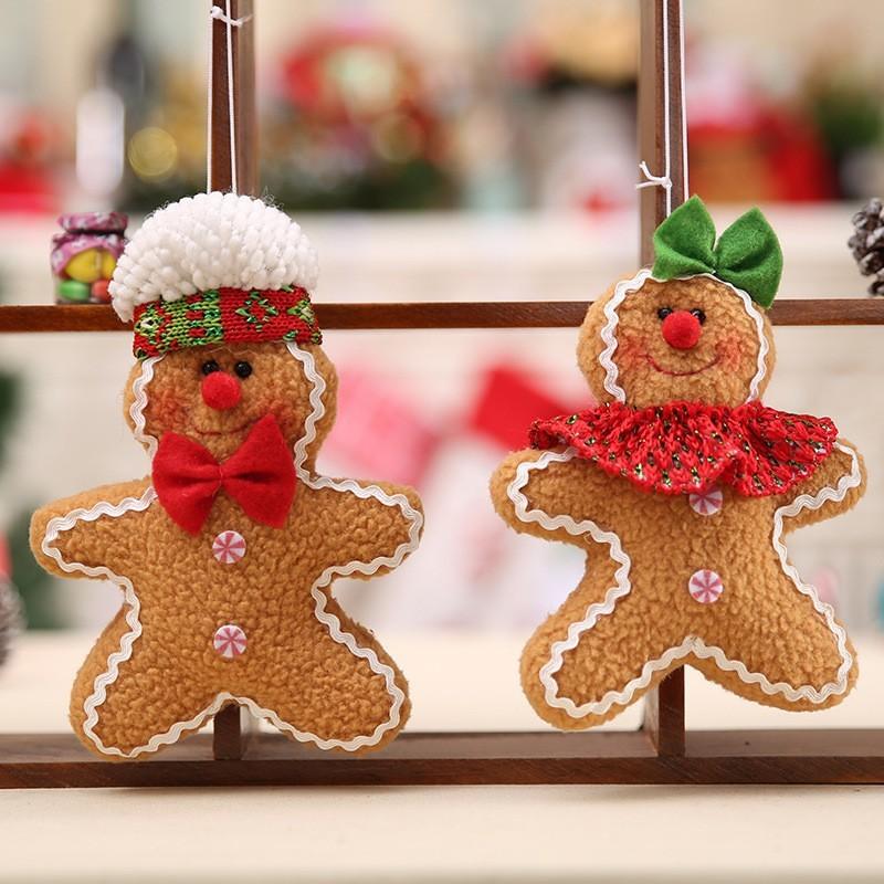 Adorable Brown Fabric Gingerbread Man Doll Festive Christmas Tree Ornament Decoration