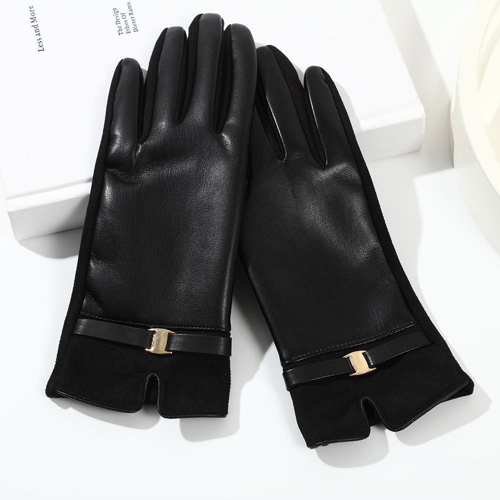 Women's Winter Suede Plush Touchscreen Gloves - Lined, Thick, Retro, Warm, Windproof, Cycling-Ready