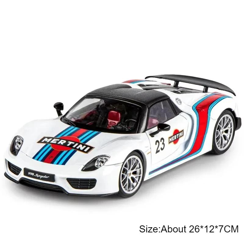 1:18 918 Martini Lackiertes Pagani Huayra Sportwagen-Modellspielzeug Stoßdämpfung Legierung Hobby Ornamente Sound Licht Geschenke für Jungen