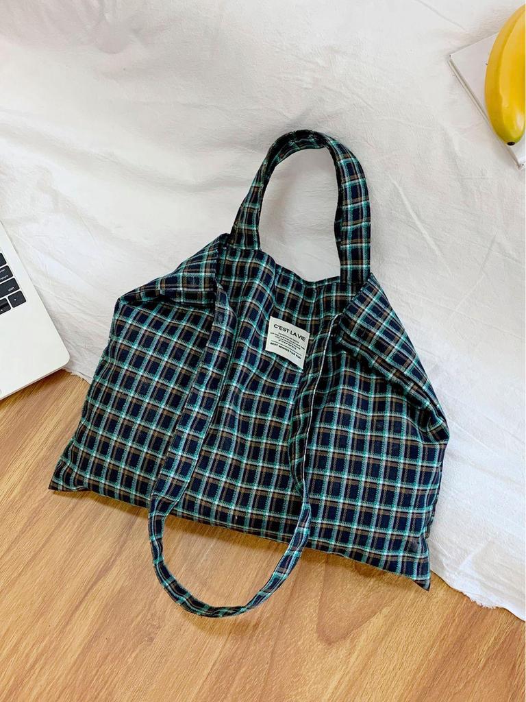 Korean Retro Plaid Women’s Crossbody Bag: Lightweight, Breathable Shoulder Tote with Large Capacity