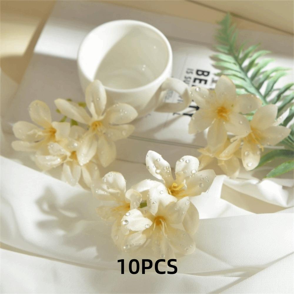 10Pcs Dew Drops Artificial Flowers Realistic Flower Arrangement Simulated Trident Flower Fake Flower DIY Home Decor