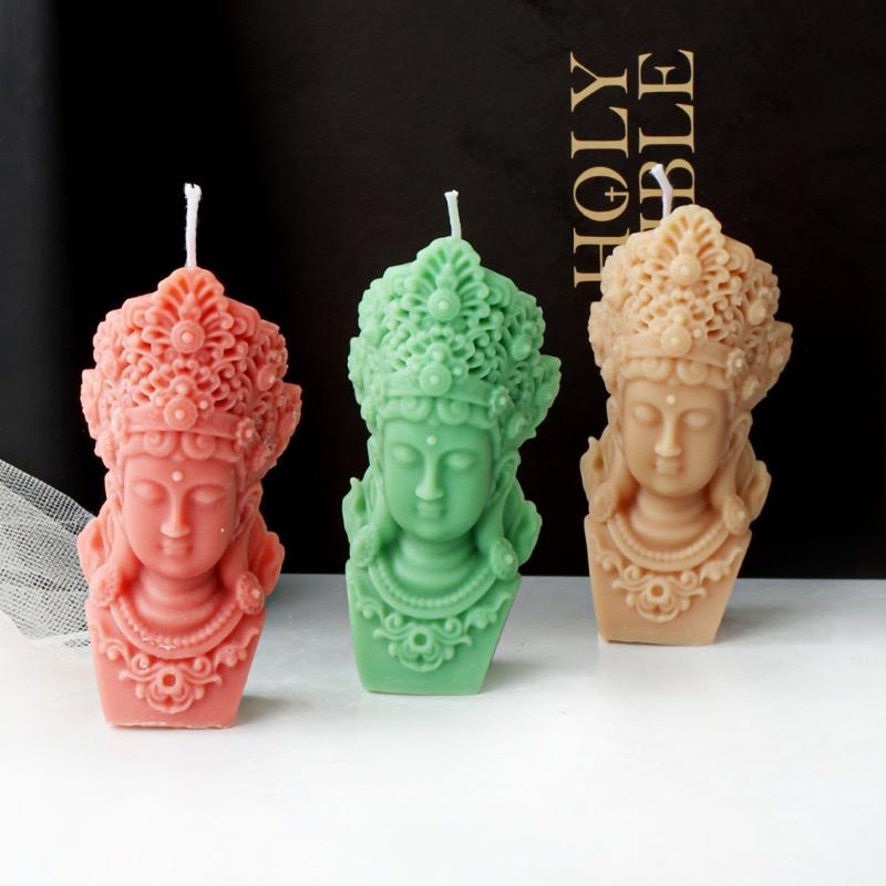 Buddhas Statue Silicone Candle Mould for Handmade Soap Gypsum Resin Aromatherapy Scented Candle Mould Desktop Decorations