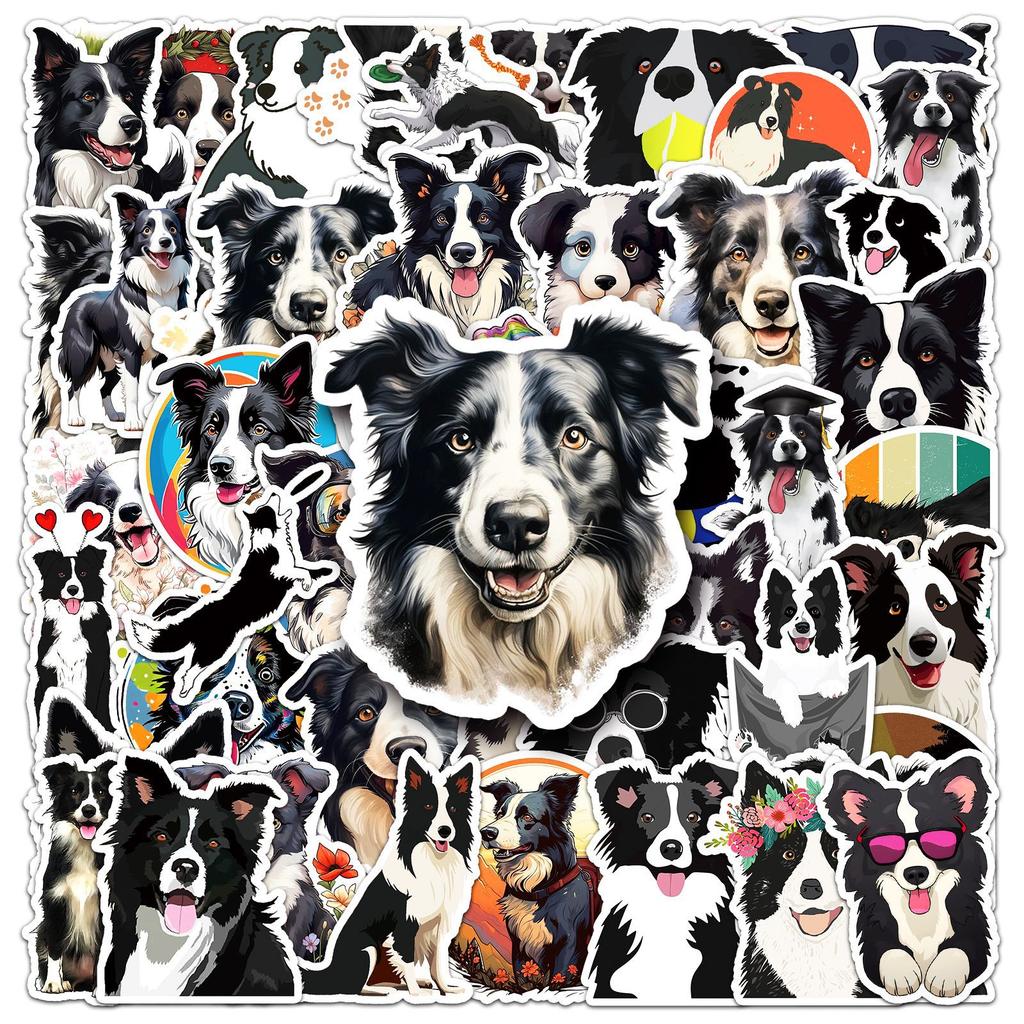 50Pcs Cartoon Cute Border Collie Sticker Funny Graffiti Waterproof Decal Toy Gift Diy Water Cup Stationery Box Luggage Laptop