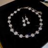 Elegant Rhinestone Inlaid Square Clavicle Necklace Set - Stylish, High-End Design for Women