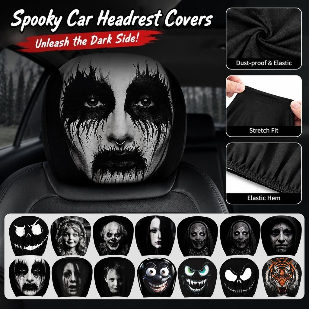Elastic Car Headrest Cover, Printed Headrest Protector for Seat