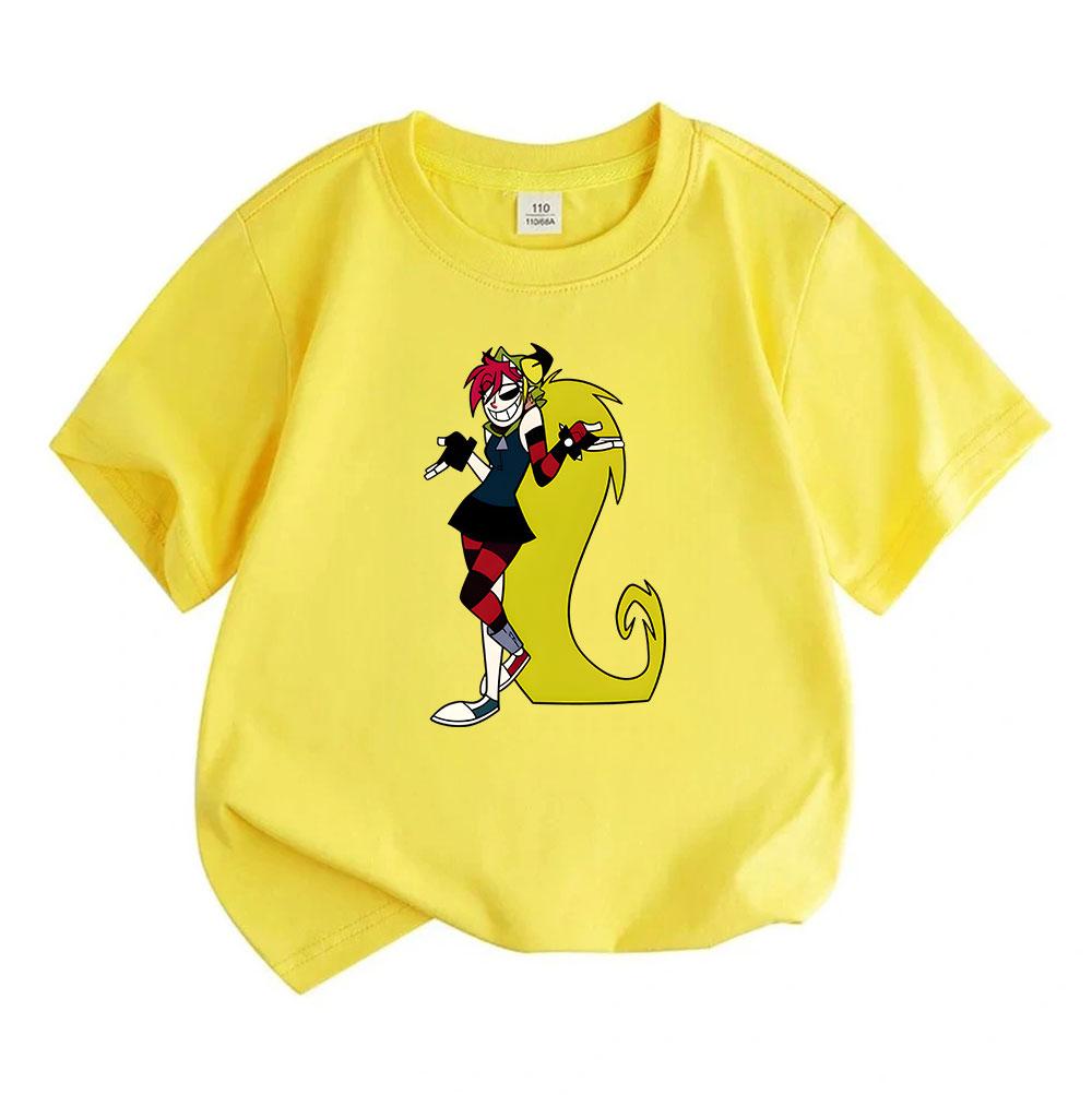 Kids Boys Girls 100% Cotton Crew Neck Short Sleeve T-Shirt, Funny Cartoon Character Print Casual Soft Breathable Tee for Daily Wear Birthday Gift