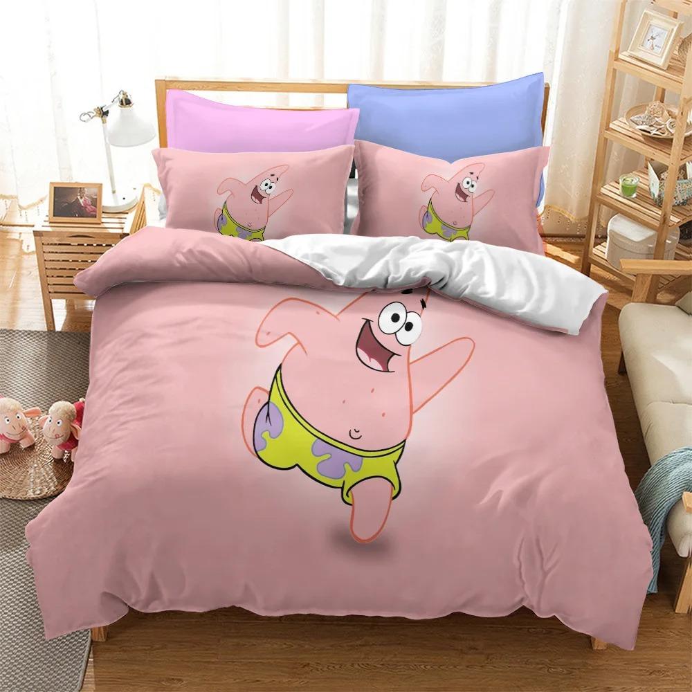 Cute SpongeBob Bedding Sets Exquisite Bed Supplies Set Duvet Cover Bed Comforter Set Bedding Set Luxury Birthday Gift