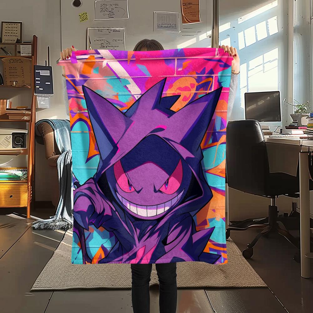 Gengar  Print Flannel Blanket, High Quality Comfortable for All Seasons, Home Decor, Warmth and Comfort