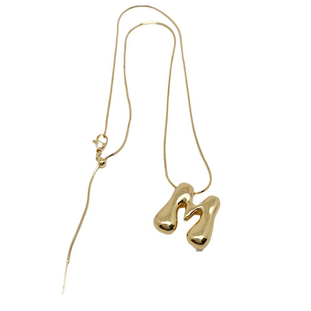 18K Gold Copper-Plated A-Z Balloon Bubble Alphabet Pendant Necklace, 2024 Stylish Glossy Design.