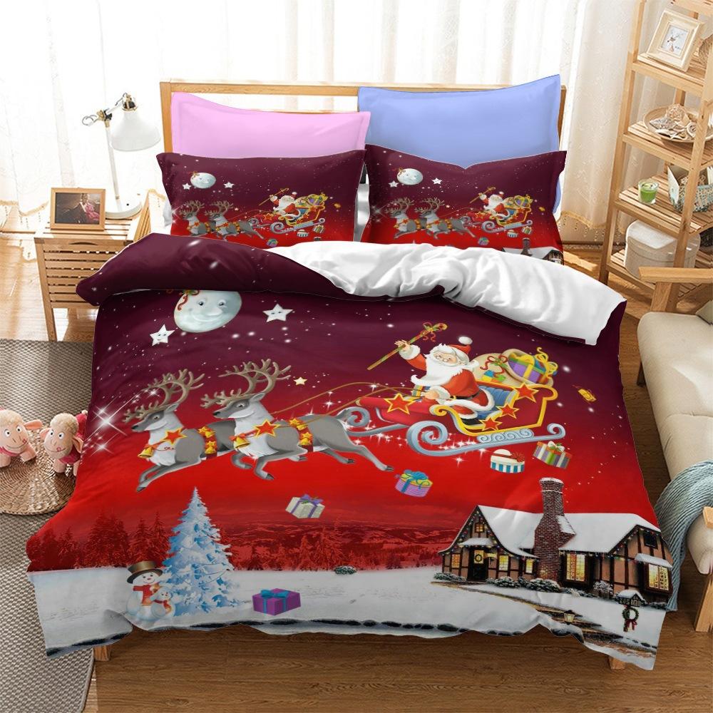 Christmas Series Bedding Three-Piece Home Textile Kit Digital Printing Production