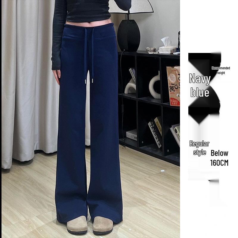Women's High Waist Gray Sweatpants - Spring Autumn 2025 Collection, Slimming Straight Leg, Drape Design, Casual Wide-Leg, Autumn Winter Style