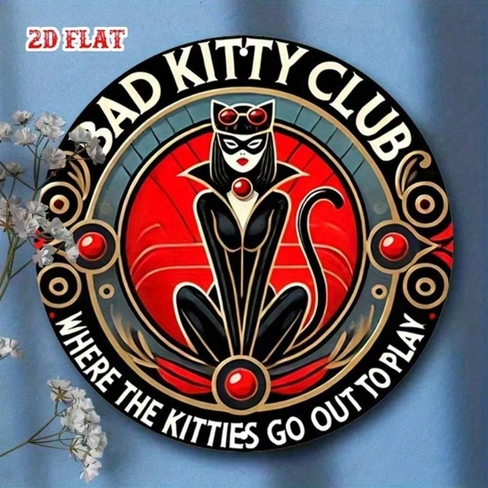 Metal Poster Bad Kitty Vintage Black Cat Wall Art Decor for Home Bar Garage