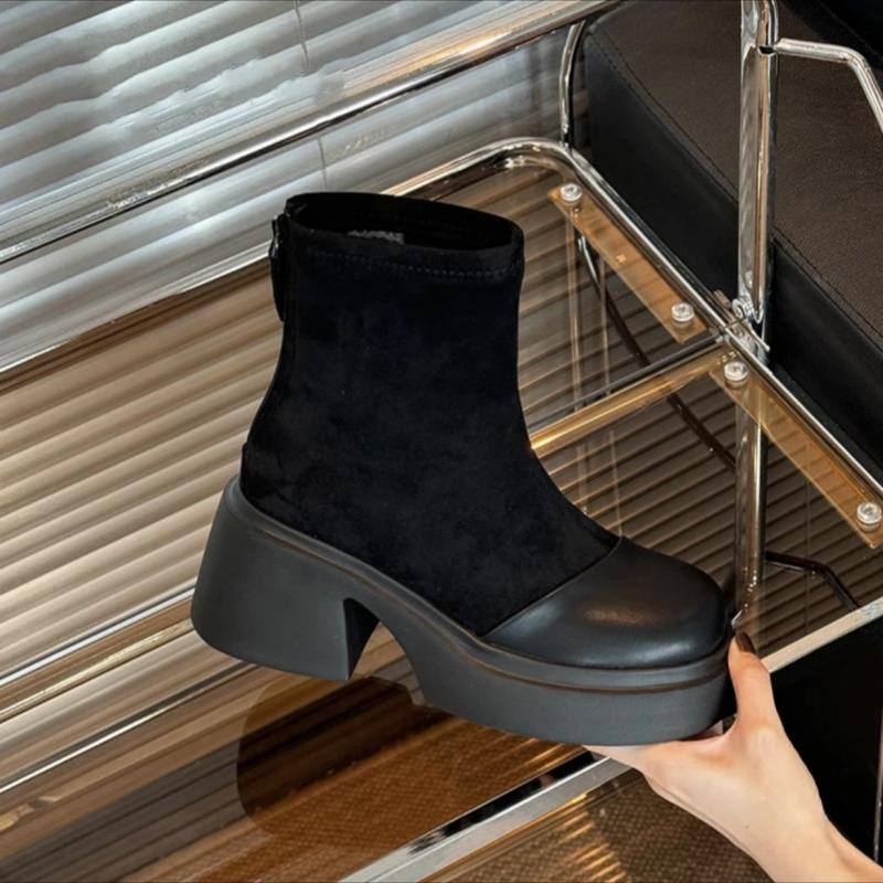 Skinny Martin boots women's 2025 autumn new retro thick-soled versatile short boots women's height-enhancing and thin small boots