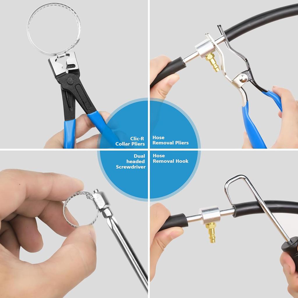 9pcs Wire Long Reach Hose Clamp Pliers Set Motorcycle Repair Fuel Oil Water Hose,Hose Clamp Pliers for Fuel Oil & Water Hoses