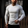 Muscleguys Autumn Running T-shirts Mens Classic Ribbed Knit Jumper Sports Long Sleeved Slim Fit Round Neck Casual Gym Fitness T Shirt