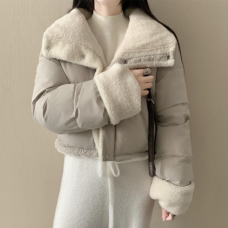 Women's Winter Tops Jacket Cotton Coat Versatile Skinny Long Sleeve Lapel Short Warm Thickened Vintage New Comfortable Versatile