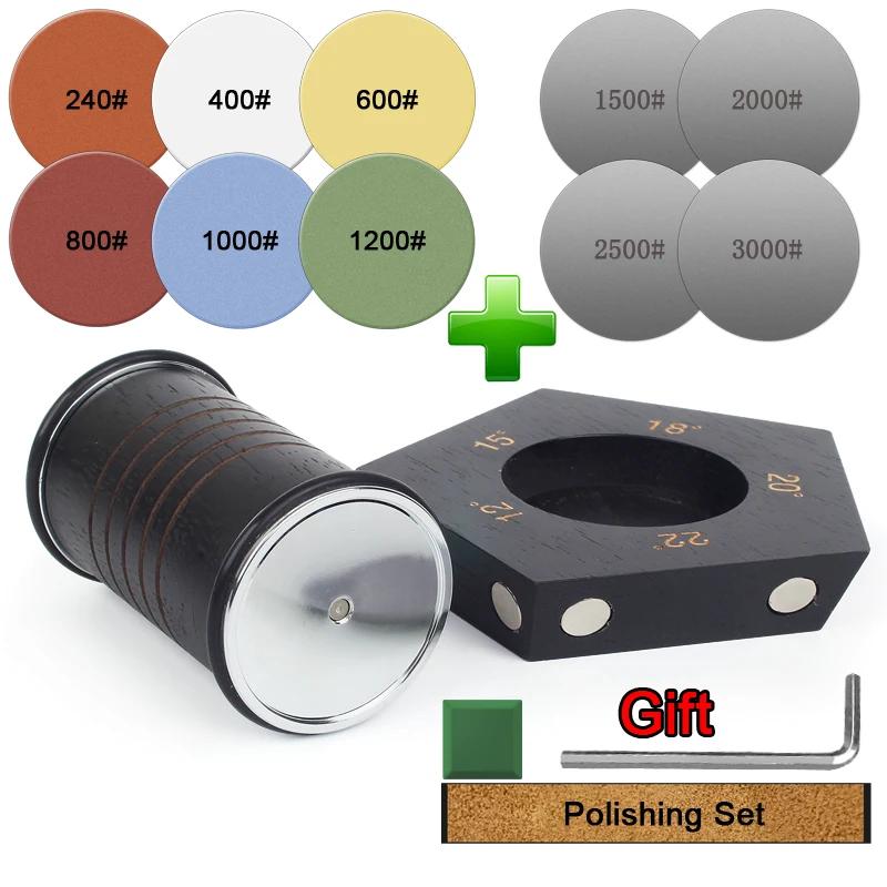 Rollers Sharpening Stone DIY Knife Sharpener Solid WoodKnives Grinding System 12/15/18/20/22° Bear Metals Diamond Whetstone Tool