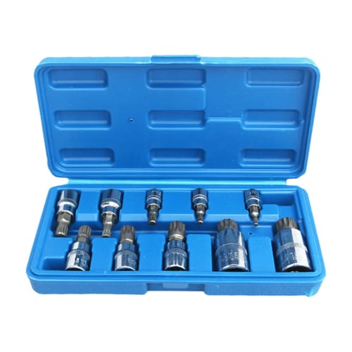 Okiyakusama Ripple Square Bit Socket Set, Torx Bit Socket Set, Triple Square Spline Bit Sockets, 10-Piece Set, M4-M18, 1/4 3/8 1/2 Drive, Repair Tool