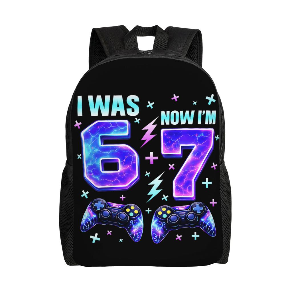 I Was 6 Now Im 7 Gaming Game Backpack Girl Polyester Camping Backpacks Large Cool School Bags Rucksack